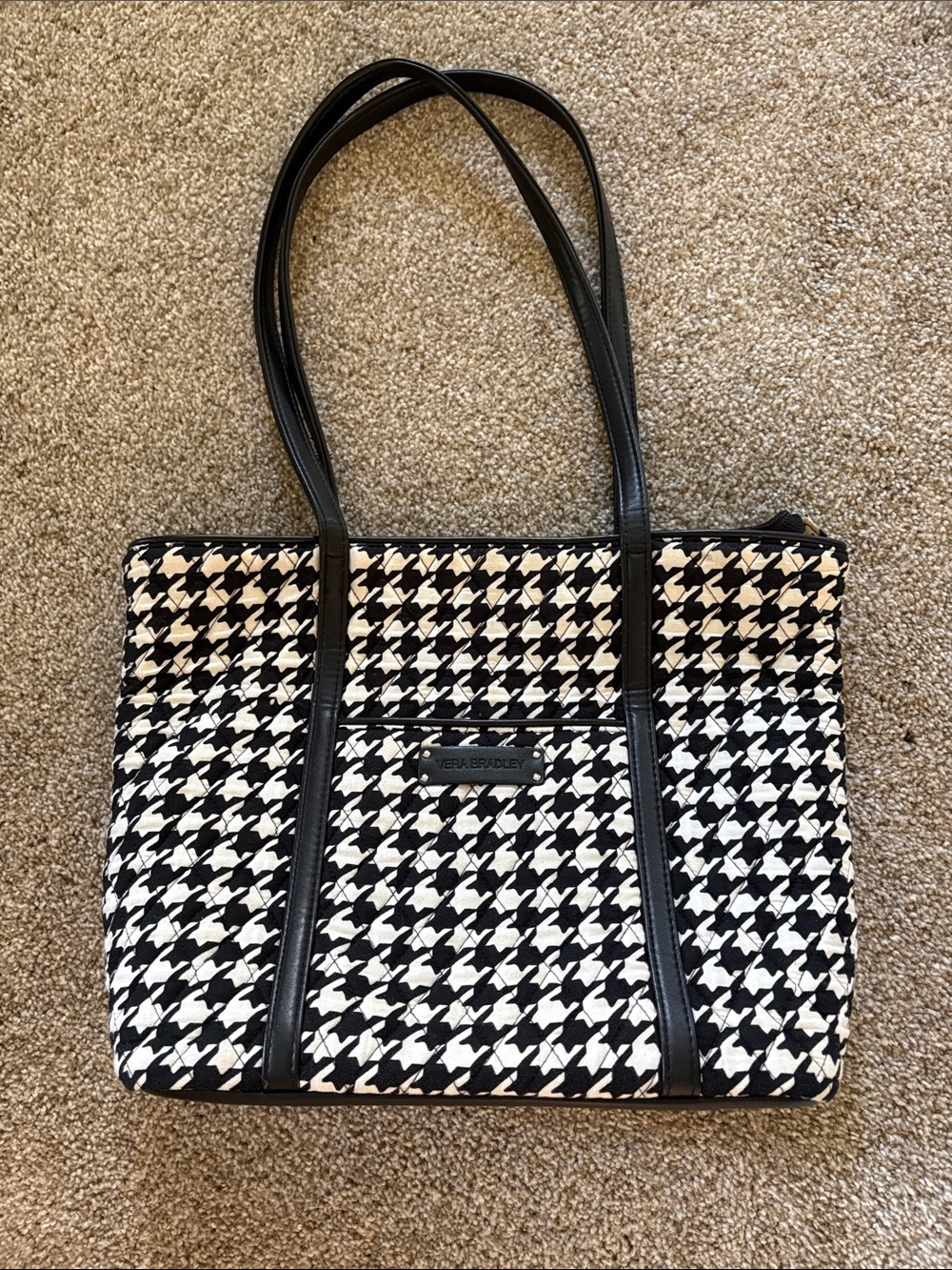 Vera Bradley Black & White Houndstooth Shoulder Tote